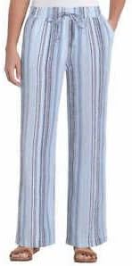 Briggs Women's Linen Blend Pant (Light Blue Stripe, X-Small)