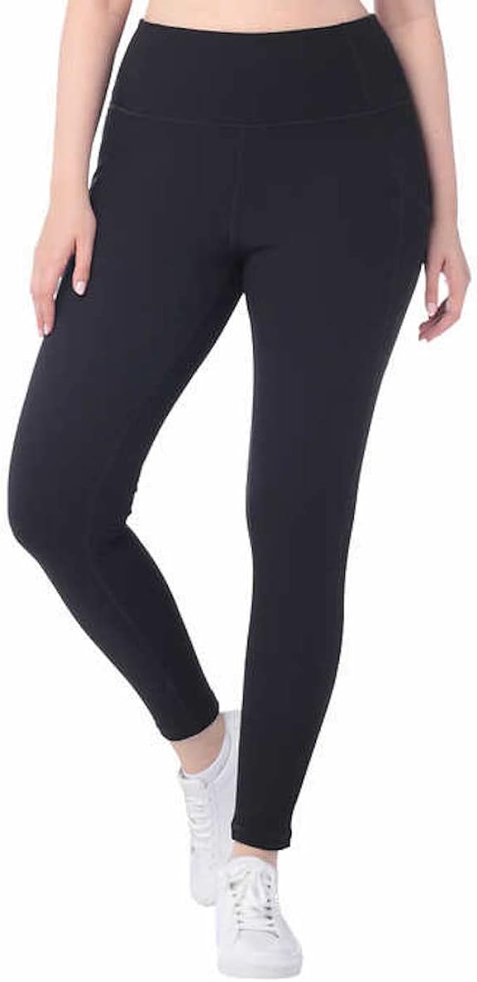 LukkaLux Women's Ribbed Legging with Pockets (Black, Small)
