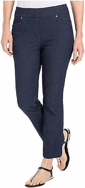 Hilary Radley Womens Pull On Ankle Pant (Indigo, X-Small)