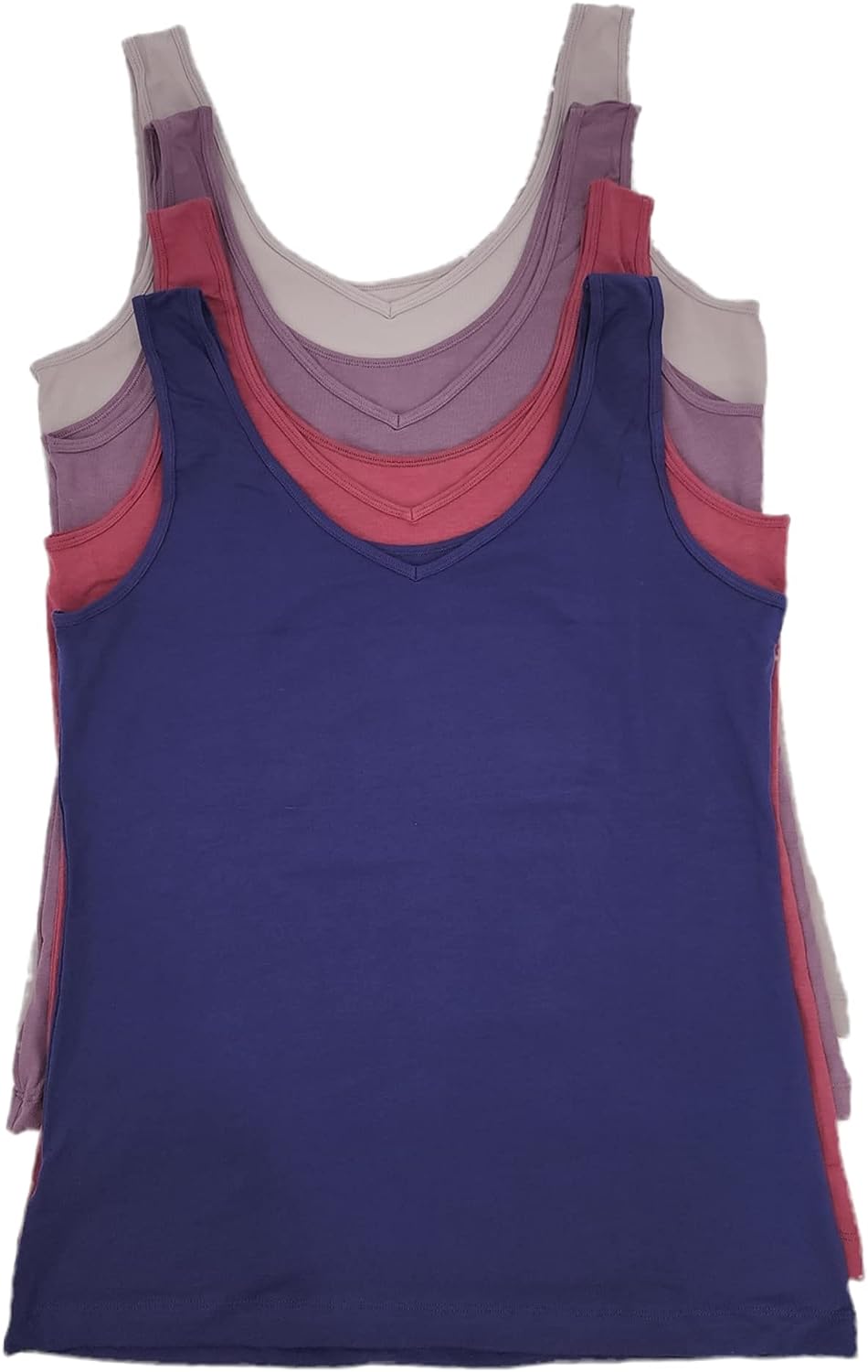 Felina Women's Reversible Cotton Tank Top, 4-Pack (Anitra Purple, Medium)