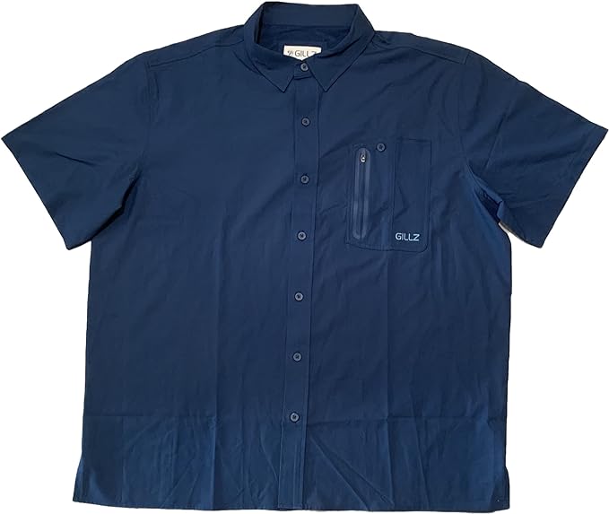 Gillz Men's UPF 30+ Short Sleeve Deep Sea Woven Button Up Shirt (Blue Wing Teal, XX-Large)
