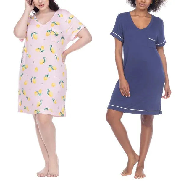 Honeydew Women's 2 Pack Sleep Shirt - Relaxed Fit, Playful Designs, Breathable Fabric - Sleepwear