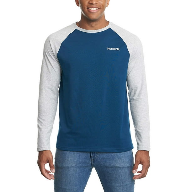 Hurley Shirts | Hurley Mens Baseball Raglan Long Sleeve Tshirt (Blue, L)