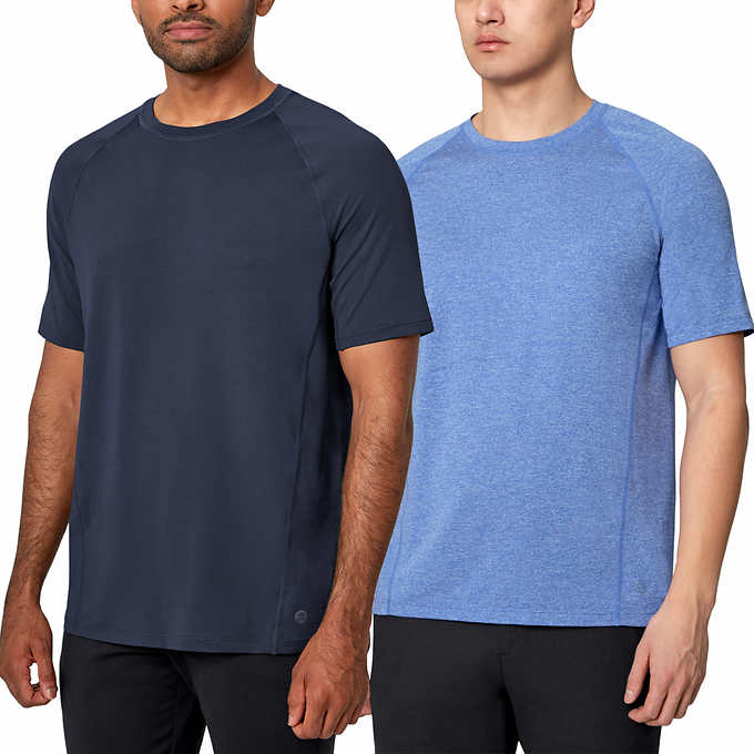 Mondetta Men’s Active Tee 2-pack (Dress Blue/Surf Blue, X-Large)