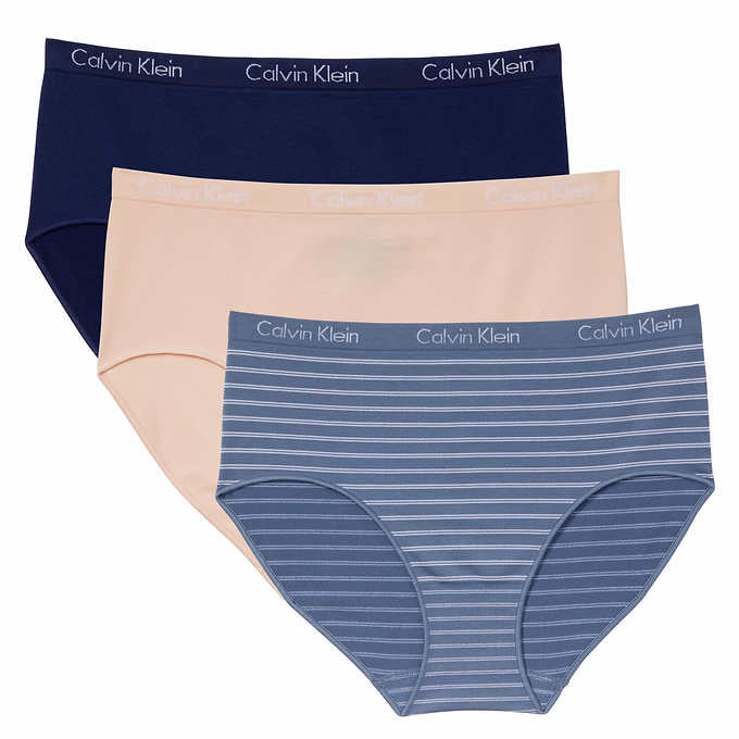 Calvin Klein Women's Seamless Brief, 3-pack (Blue/Navy/Pink, X-Large)