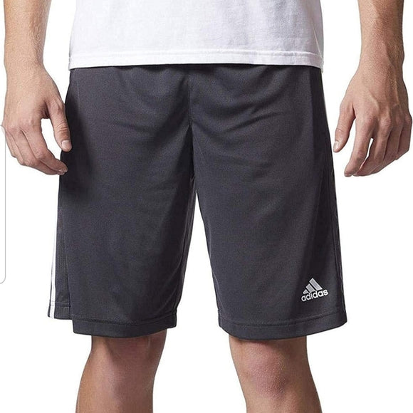 adidas Mens' Triple Stripe Gym Athletic Training Shorts (Grey/White, M)