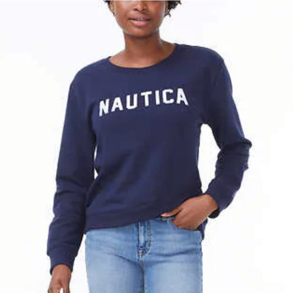 Nautica Womens Crew Sweatshirt (Navy, Large)