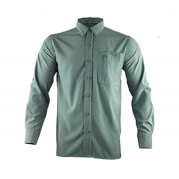 Gillz Men's Woven Long Sleeve Stretch Button Up Shirt (Green, XX-Large)