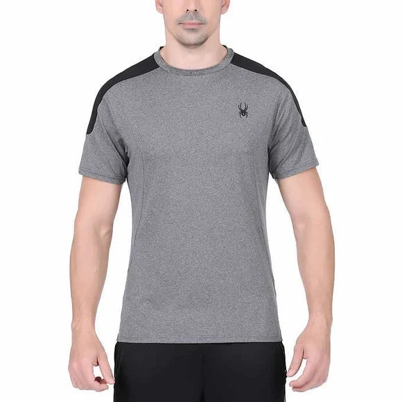Spyder Men's Active Short Sleeve Tee T-Shirt ProWeb (Gray, X-Large)