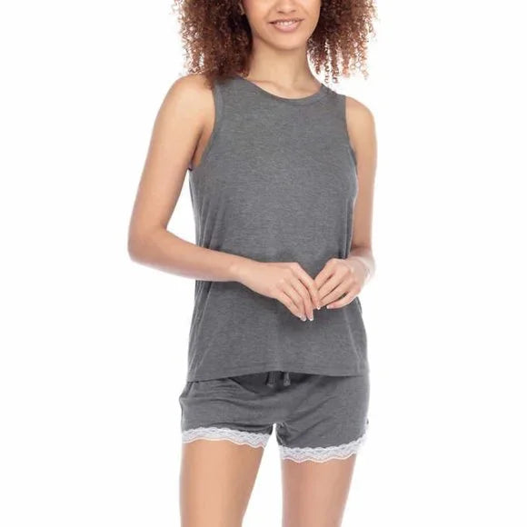 Honeydew Ladies' Tank and Short Pajama Set (Heather Charcoal, Medium)