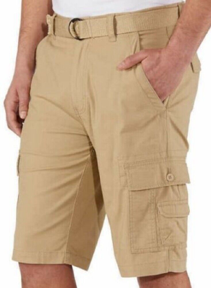 Wearfirst Men's Free-Band Comfort Flex Waistband Stretch Cargo Shorts (Khaki, 40)