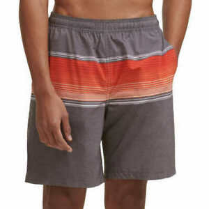 Kirkland Signature Men's Swim Short (Orange/ Grey, XL)