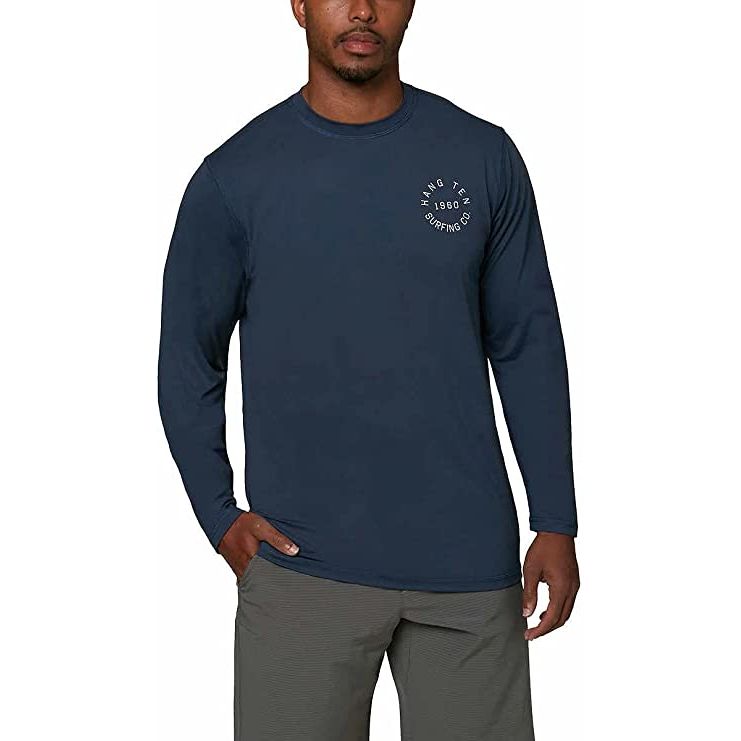 Hang Ten Men's Long Sleeve Sun T-Shirt - UPF 50+ Protection, Moisture-Wicking Fabric, Versatile Design