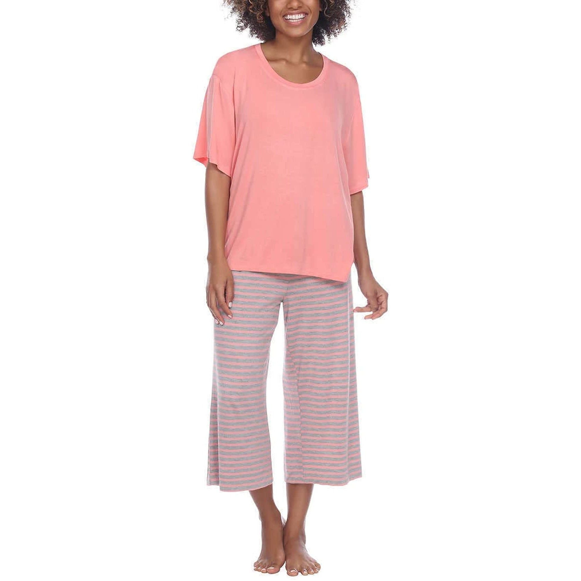 Cozy and chic Honeydew 3-piece pajama set: Long-sleeve top, shorts, and pants in soft, breathable fabric