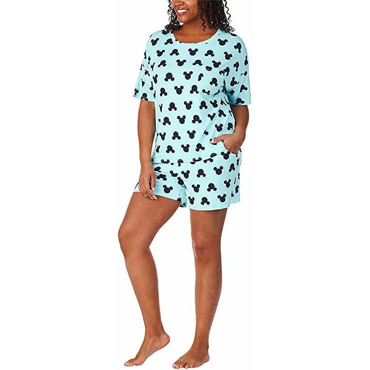 Disney Women's 2 Piece Short Pajama Set - Iconic Character Designs, Comfortable Sleepwear