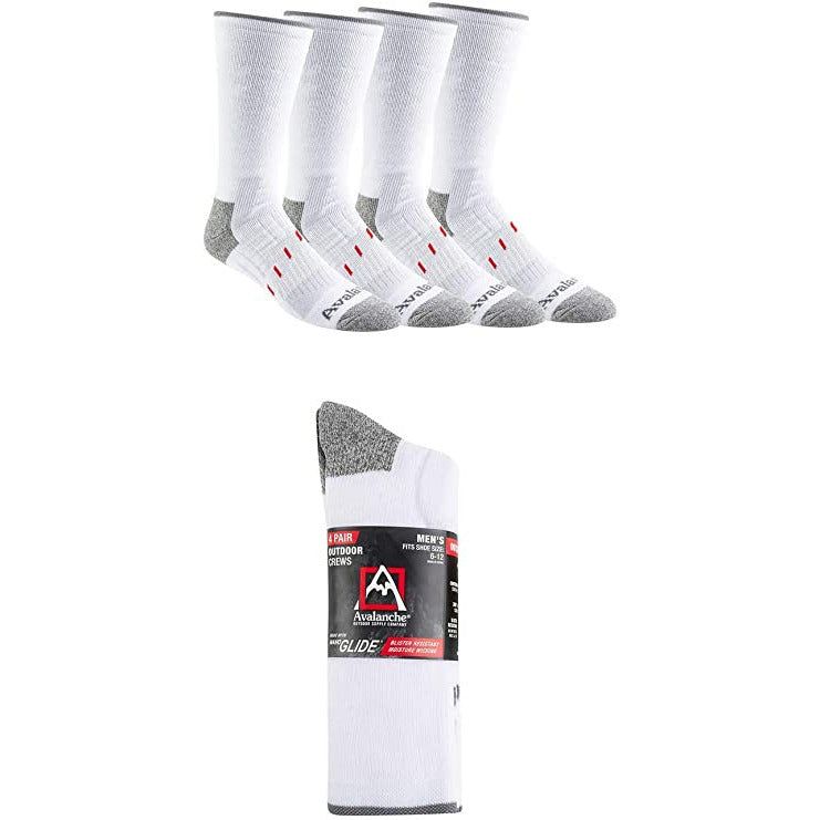 Avalanche Men's Outdoor Crew Socks - Moisture-Wicking, Cushioned, Durable - 4-Pair Pack