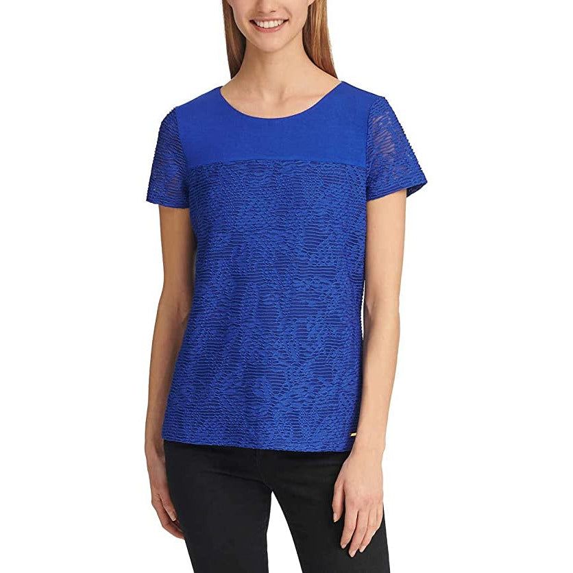 Calvin Klein Women's Stretch Textured Tee - Comfortable and Stylish Fashion Essential