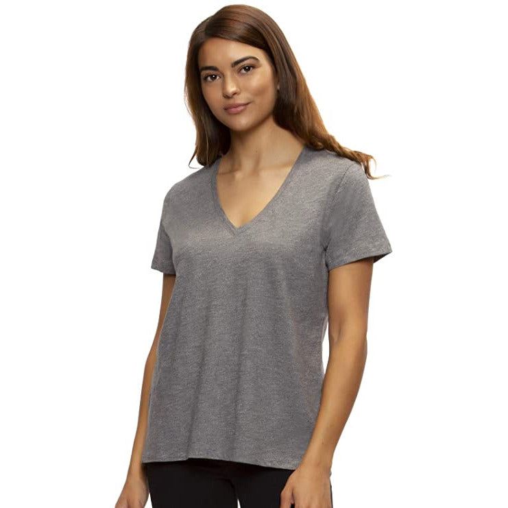 Felina Women's Slub Jersey V-Neck Tee: Soft & Breathable Cotton-Poly Blend Short Sleeve T-Shirt in Multiple Colors
