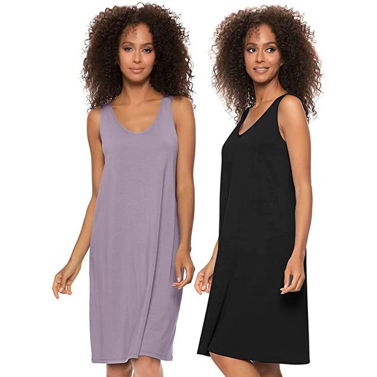 Felina Women's Cotton Modal Stretch Sleep Dress 2-Pack - Soft and Comfortable Nightgowns for Blissful Nights