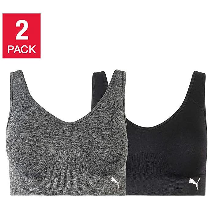 Puma Women's Seamless Sports Bra 2-Pack: Moisture-Wicking, Stretchy, Racerback Design