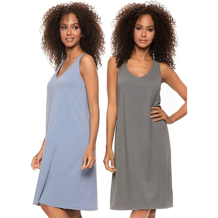 Felina Women's Cotton Modal Stretch Sleep Dress 2-Pack - Soft and Comfortable Nightgowns for Blissful Nights