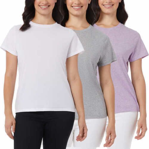 32 Degrees Cool Women's Ultra Soft Cotton Tee - 3 Pack | Breathable, Comfortable, Versatile