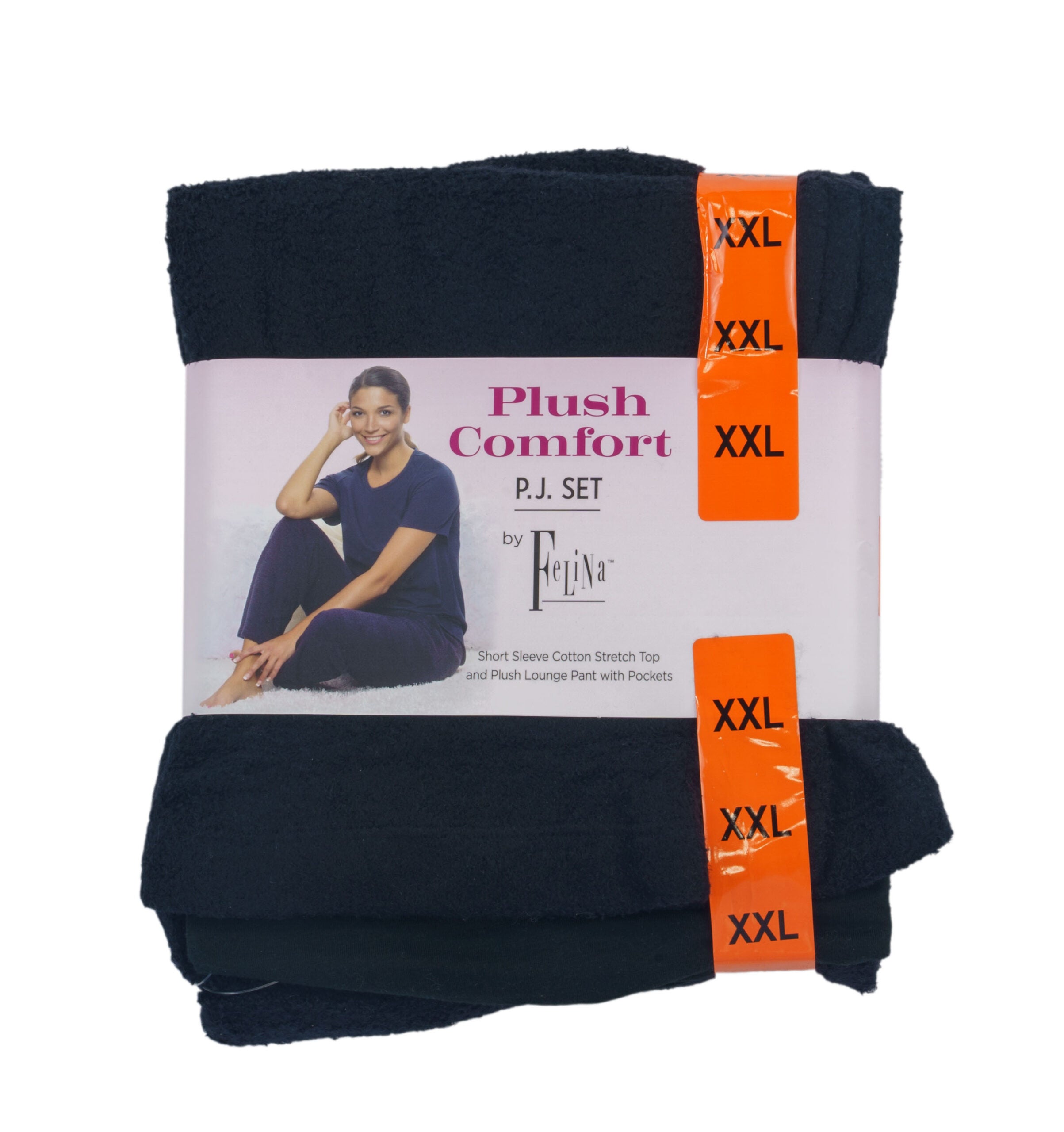 Felina Plush Comfort Fuzzy Lounge Set - Black - XXL