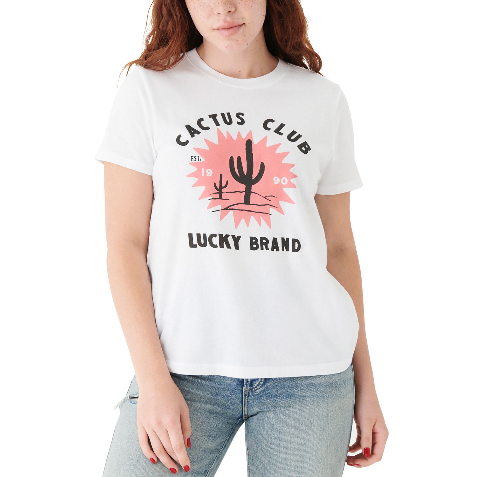 Lucky Brand Women's  Vneck  Tee (Lucky White, Large)