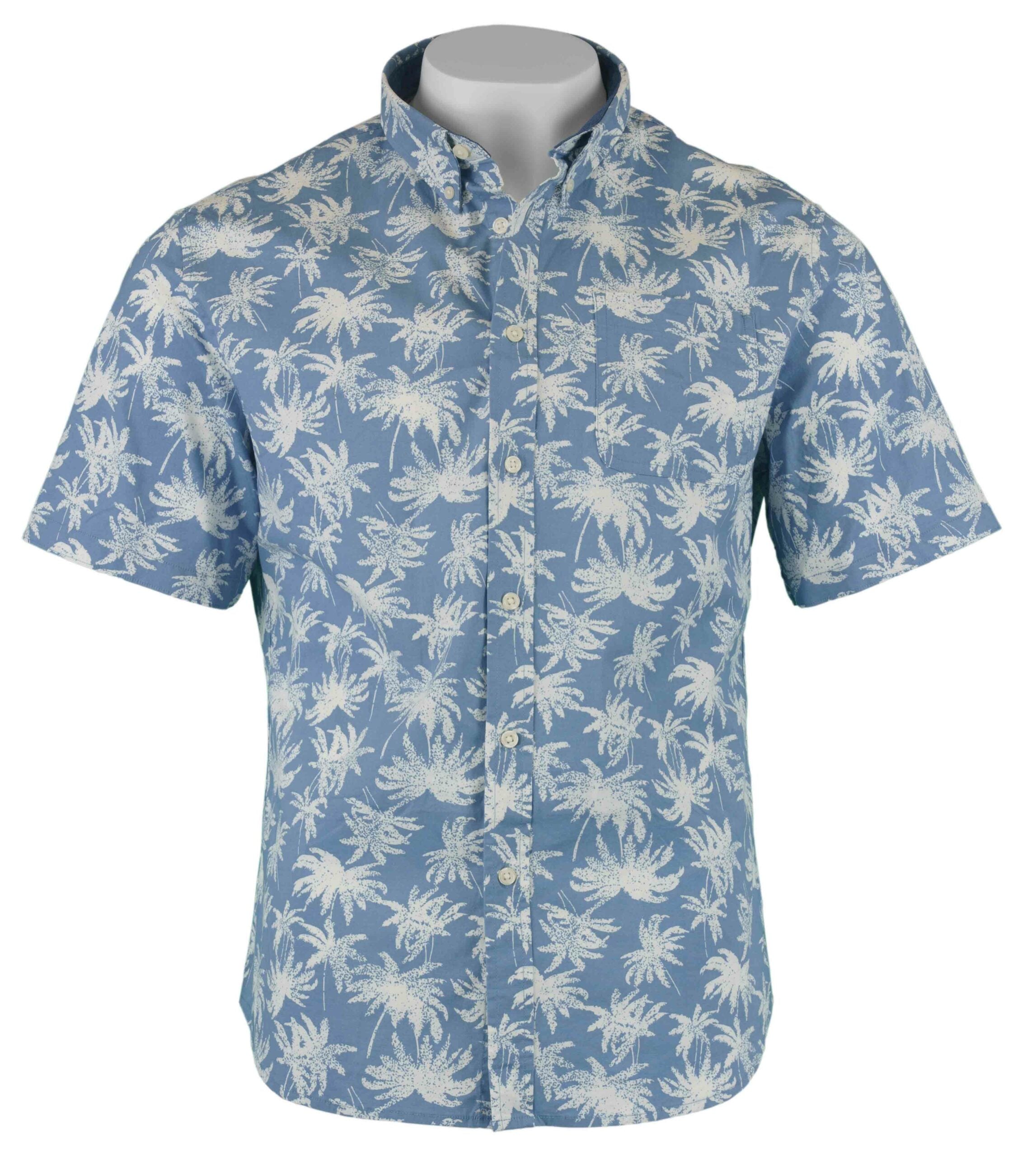 JACHS New York Men's Woven Short-Sleeve Shirt,( Blue Palm Tree Size M)