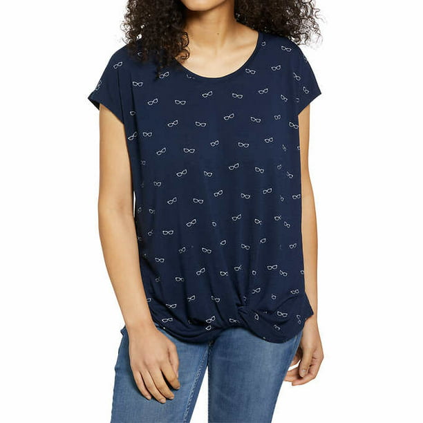 Izod Women's Printed Tee (Navy,L)