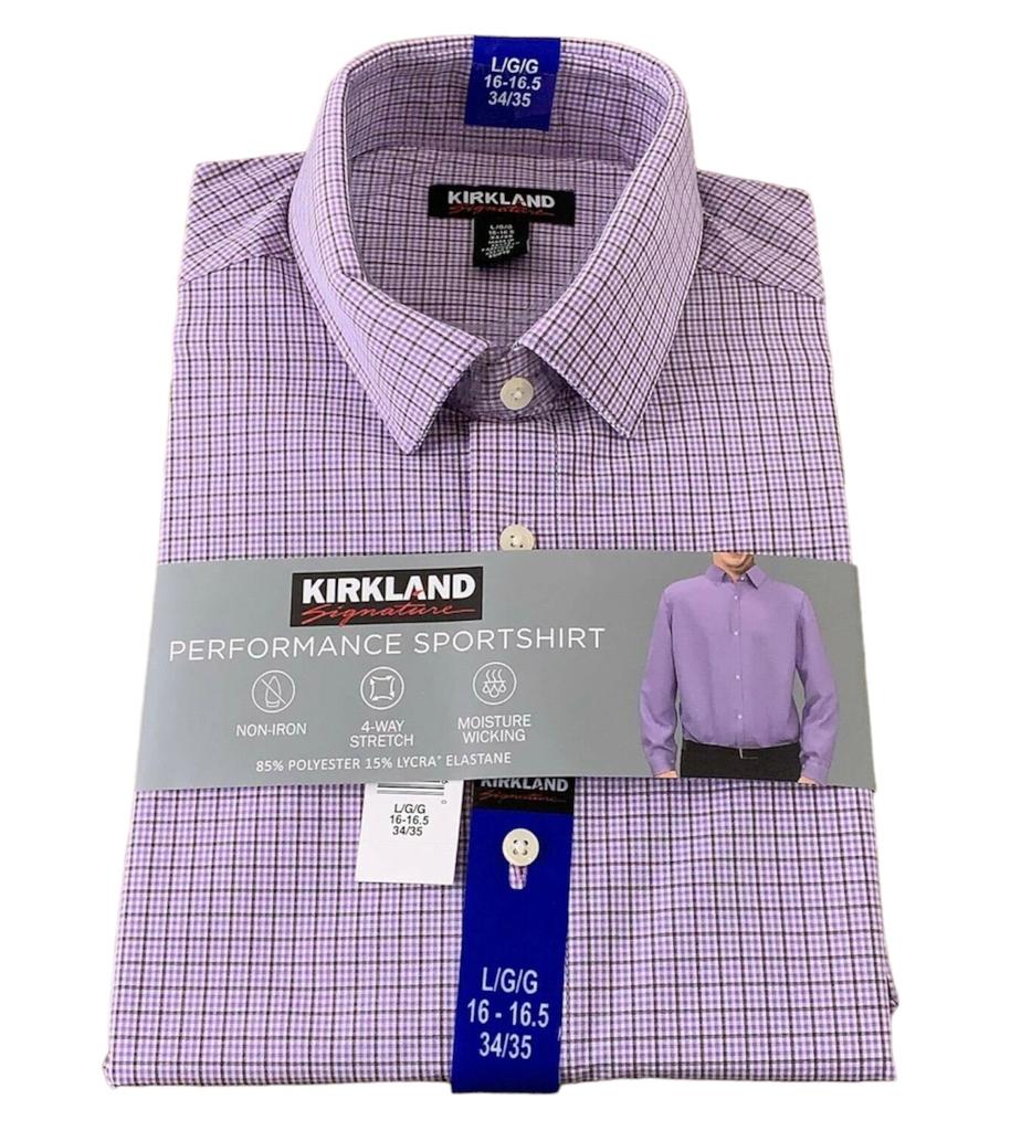 Kirkland Signature MenÃ¢â‚¬â„¢s Traditional Fit Dress Shirt  (Purple Check, 17-17.5x 36/37)