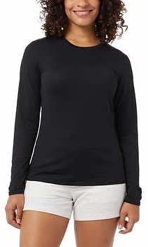 32 Degrees Cool Women's 2 Pack Air Mesh UPF 40 Long Sleeve Crew Neck Shirts(Purple/Black, Small)