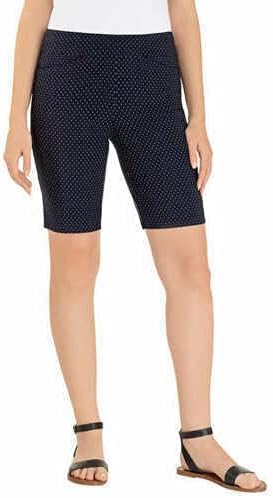 Hilary Radley Women's Bermuda Shorts Easy Comfort Fit (Navy& off-White Combo, Small)