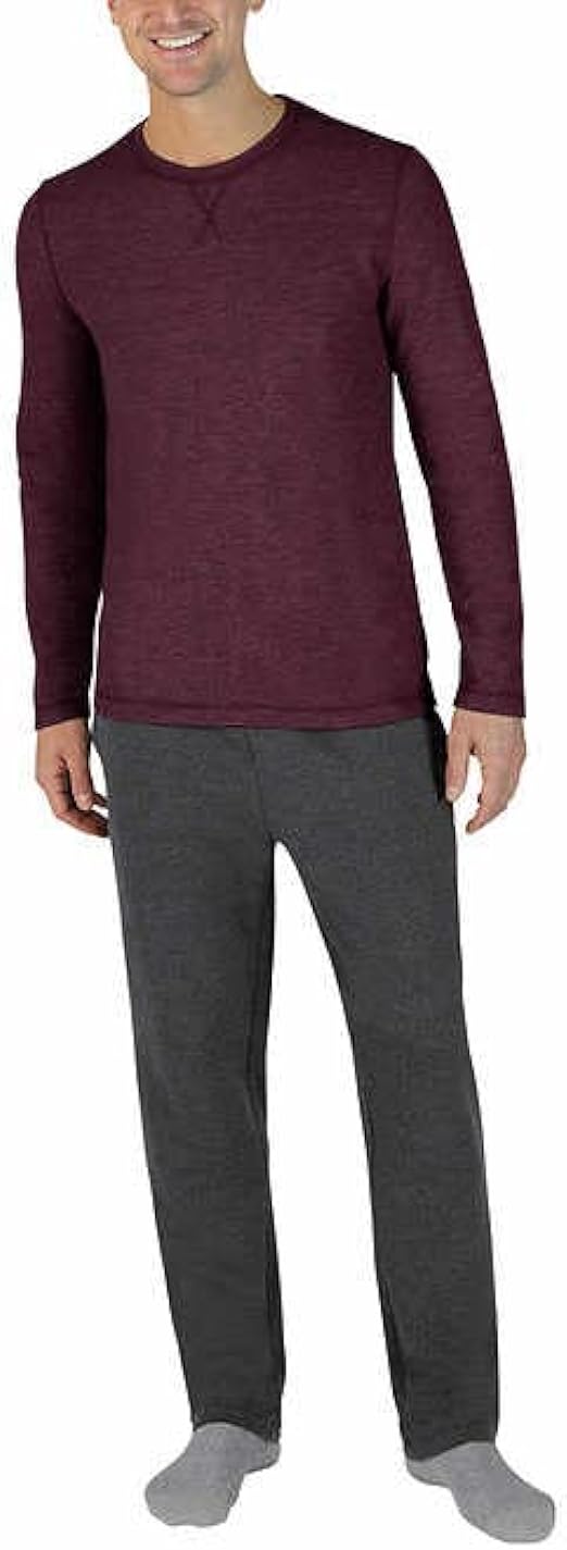 Eddie Bauer Men's Pajama Set (Red/Grey, Small)