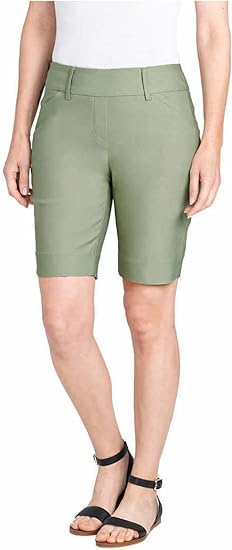 Hilary Radley Womens Midweight Bermuda Pull-On ShortÂ (Sage, Small)