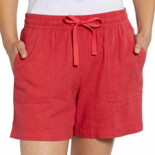 Nautica Women's Linen Blend Pull-On Short (Rose Coral, L)