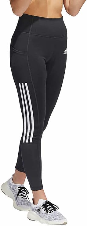 adidas Women's Lightweight High Rise 3-Stripe Mesh 7/8 Leggings (Carbon/White, Medium)