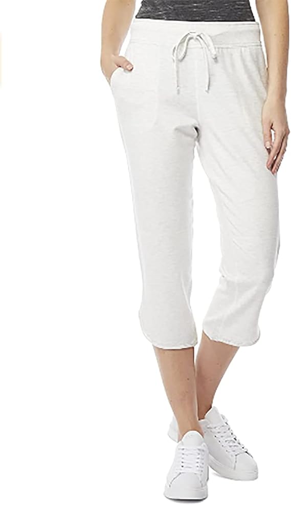 32 DEGREES Cool Women's Soft Fleece Knit Capri Pant (Heather White, M)