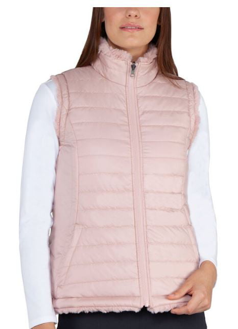 Nicolle Miller Women's Reversible Faux Fur Vest (Blush, Small)