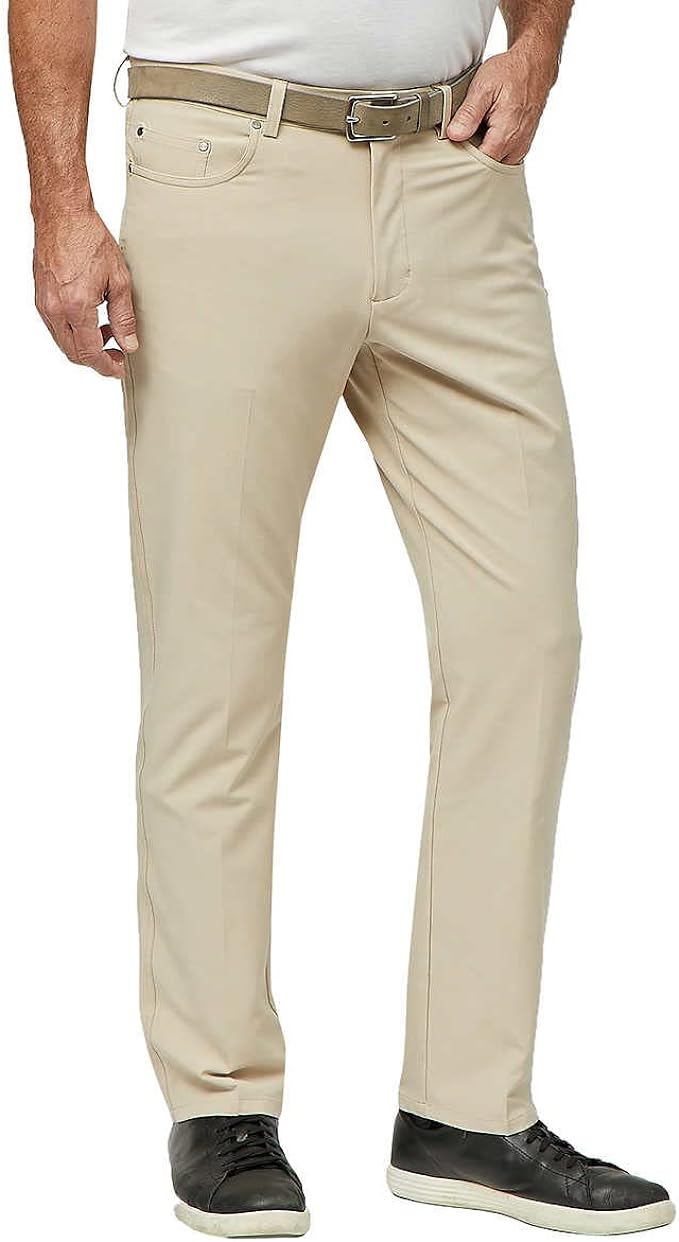 Greg Norman Men's ML75 Performance Pant 5 Pocket Pant Performance Pant (Tan, 38x32)