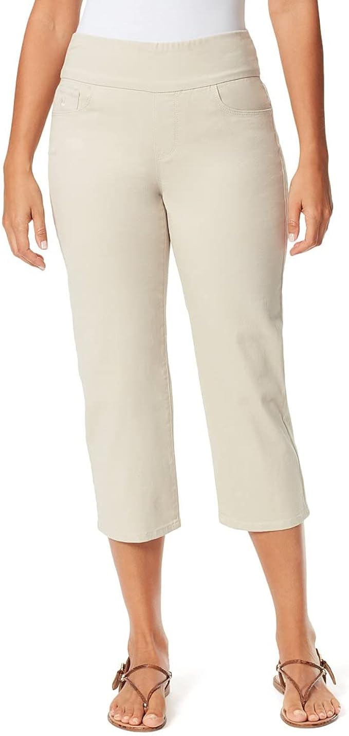 Gloria Vanderbilt Women's Pull-On Crop Pant (Stonewood, 14)