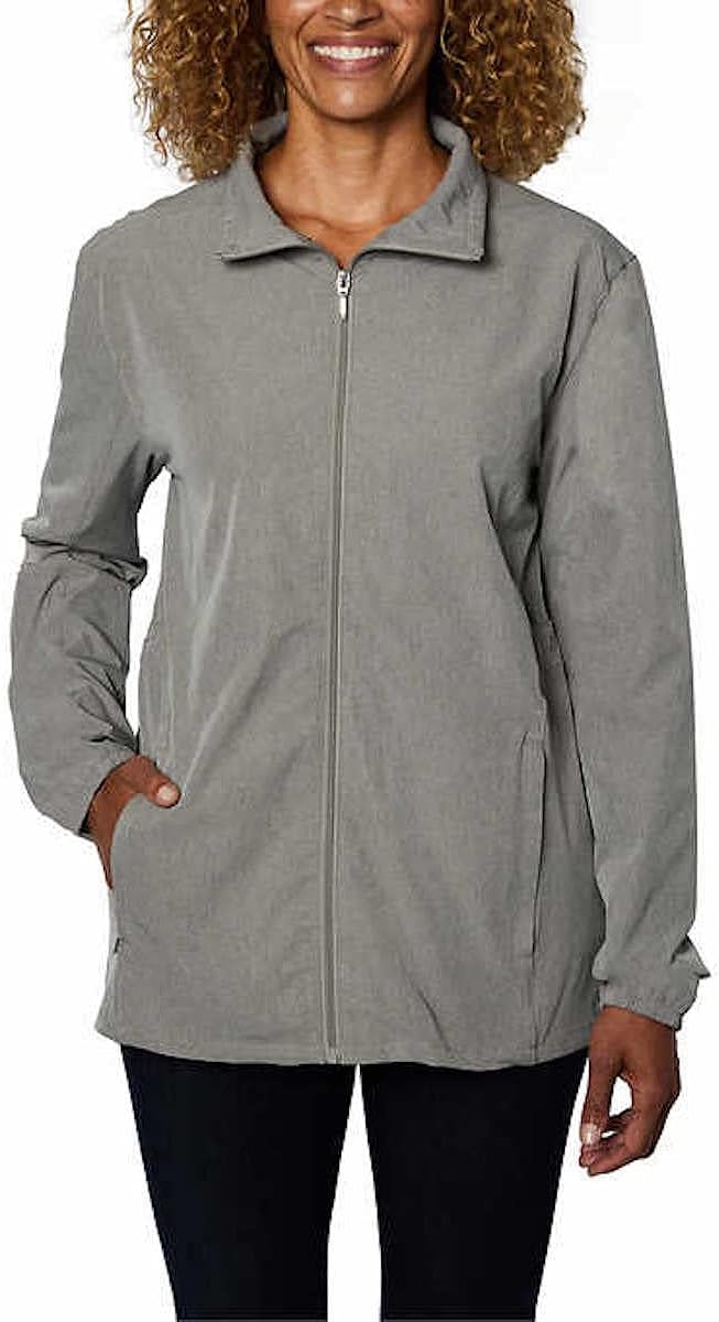 Hang Ten Women's UPF 50+ Water Repellant Hybrid Jacket (Gray, XX-Large)