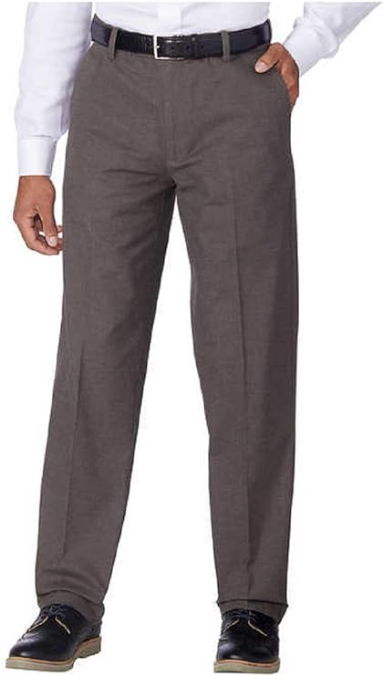 Kirkland Signature MenÃ¢â‚¬â„¢s Non-Iron Comfort Pant with Expander Waist (Brown Fancy, 40x32)