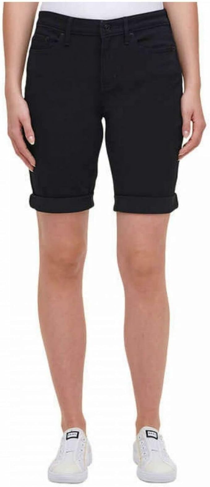 DKNY Jeans Women's Bermuda Denim Shorts (Black, 16)