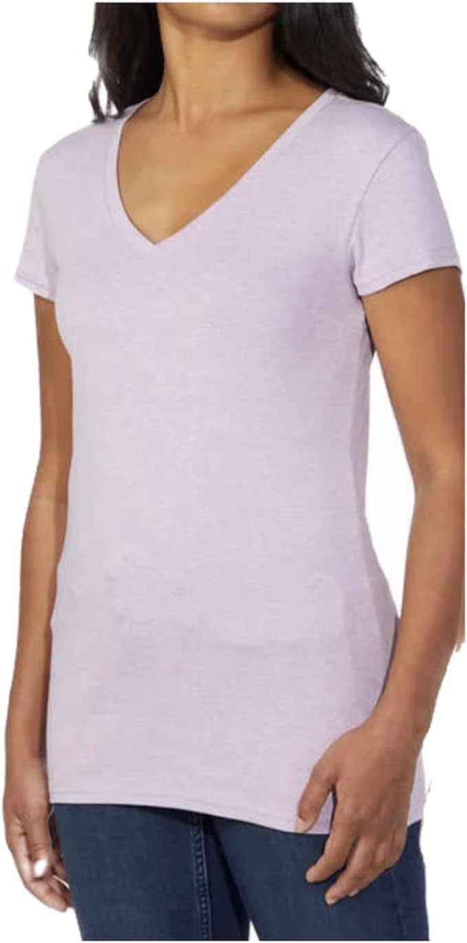 Kirkland Signature Women's Cotton V-Neck Tee (Purple, X-Small)