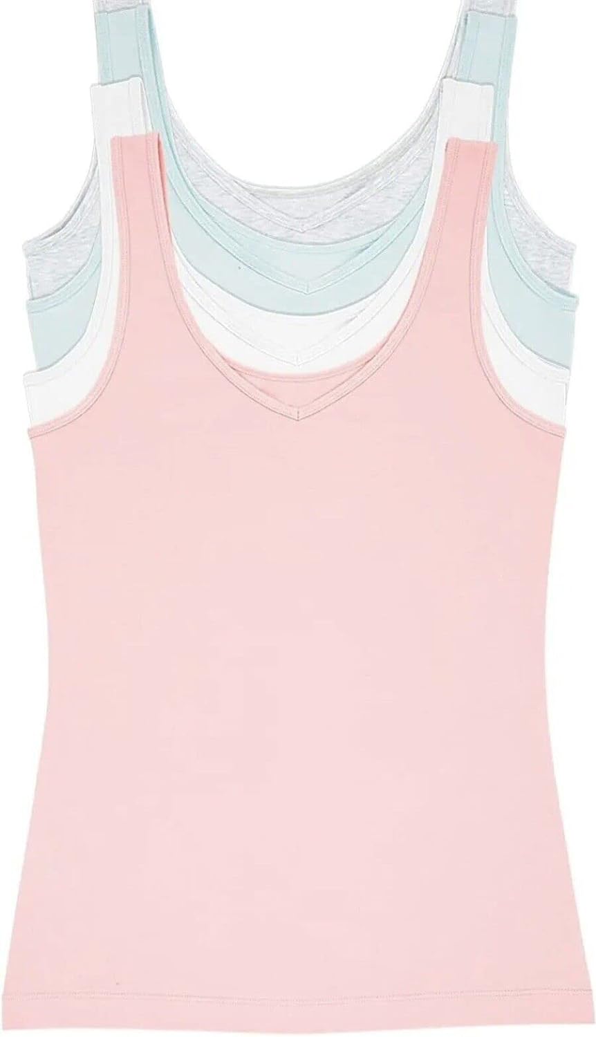 Felina Women's Reversible Cotton Tank Top, 4-Pack (Pastel Hues, Medium)