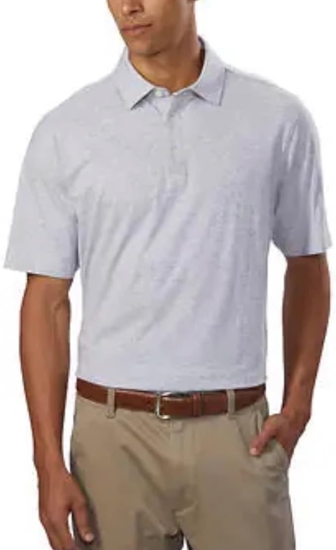 Kirkland Signature Men's Pima Cotton Silk Blend Short Sleeve Polo Shirt ( Grey, X-Large)