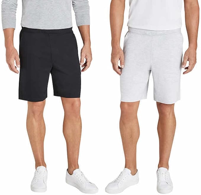 Eddie Bauer Men's 2-Pack Lounge Shorts (Black/Light Grey, Large)