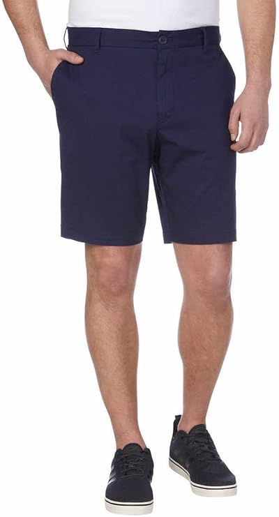 IZOD Men's Mid-Weight Saltwater Flat Front Stretch Chino Short (Peacoat, 34)