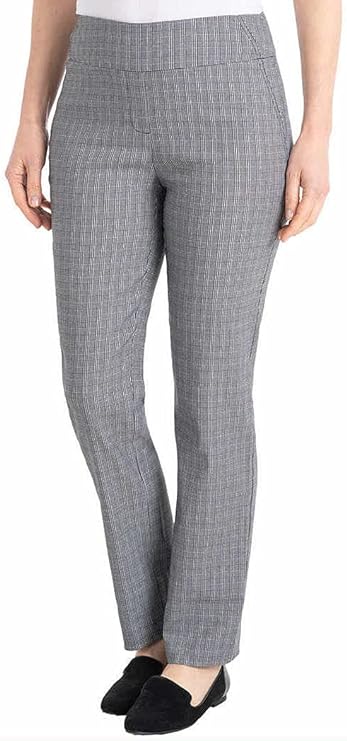 Hilary Radley Women's Pull On Pant (Black/Off-White/Gray Combo, Small)